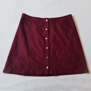 Button Down Suede Skirt